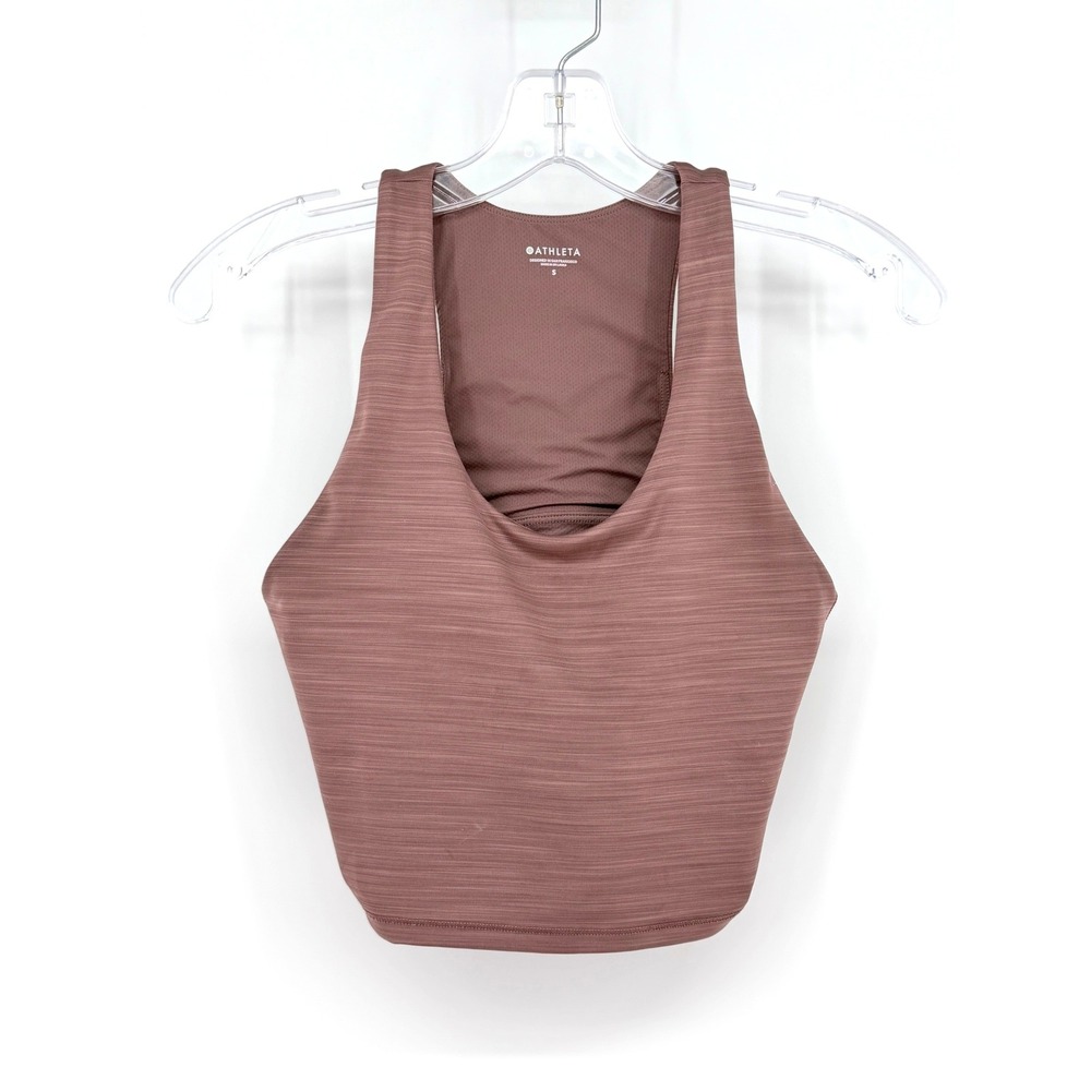Athleta Ultimate Space Dye Crop Supersonic Bra Top Womens S Smoked‎ Almond Yoga - Picture 5 of 11